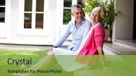  Presentation with senior couple - Presentation theme consisting of happy senior couple relaxing background and a yellow colored foreground