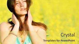  Presentation with rapeseed - Audience pleasing PPT layouts consisting of free heart shape background - beautiful young happy woman backdrop and a yellow colored foreground