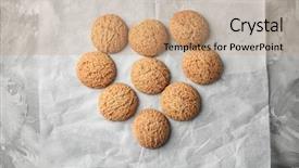  Presentation with soft oatmeal cookies - Colorful PPT layouts enhanced with free heart shape background - delicious oatmeal cookies on table backdrop and a  colored foreground