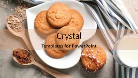  Presentation with soft oatmeal cookies - Presentation design featuring free heart shape background - plate with delicious oatmeal cookies background and a  colored foreground