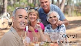  Presentation with field - PPT layouts enhanced with free heat - older people eating background and a coral colored foreground
