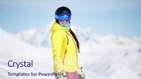  Presentation with sports official - Colorful presentation design enhanced with free helment - portrait of sports girl backdrop and a sky blue colored foreground