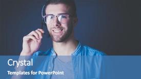  Presentation with free helping hand - Theme featuring free helping hand - portrait of young male background and a teal colored foreground