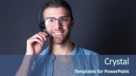  Presentation with free helping hand - Slides with free helping hand - portrait of young male background and a  colored foreground