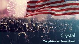  Presentation with 4th july - Presentation design with free history - crowd of people celebrating independence background and a ocean colored foreground