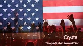  Presentation with independence day - Amazing theme having free history - crowd with raised hands backdrop and a wine colored foreground