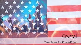 Presentation with usa flag - Beautiful PPT theme featuring free history - crowd with raised hands backdrop and a coral colored foreground