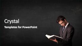  Presentation with reading - PPT layouts consisting of free history - young man reading a book background and a dark gray colored foreground