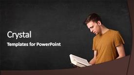  Presentation with reading - Presentation theme with free history - young man reading a book background and a dark gray colored foreground