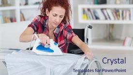  Presentation with ironing - Theme enhanced with free hospital - woman on wheelchair during ironing background and a lemonade colored foreground