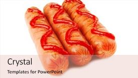  Presentation with tomato ketchup single red - Amazing theme having free hot dog - beef sausages served in row backdrop and a coral colored foreground