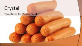  Presentation with free dog - Colorful presentation theme enhanced with free hot dog - fresh gold chicken sausages pyramid backdrop and a  colored foreground