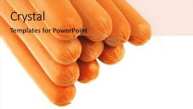  Presentation with free dog - Beautiful presentation theme featuring free hot dog - fresh gold chicken sausages pyramid backdrop and a  colored foreground