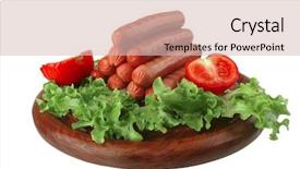  Presentation with sausages - Beautiful slide set featuring free hot dog - grilled beef red sausages backdrop and a  colored foreground