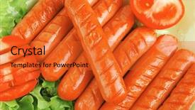  Presentation with sausages - Audience pleasing presentation theme consisting of free hot dog - grilled sausages served on green backdrop and a  colored foreground