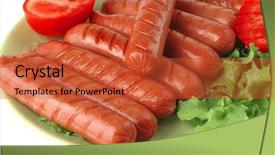  Presentation with sausages - Presentation theme consisting of free hot dog - grilled sausages served on green background and a  colored foreground