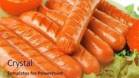  Presentation with sausages - Cool new slides with free hot dog - grilled sausages served on green backdrop and a  colored foreground