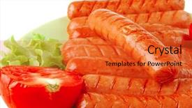  Presentation with free dog - Theme featuring free hot dog - grilled sausages served on green background and a  colored foreground