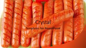  Presentation with free dog - Audience pleasing theme consisting of free hot dog - grilled sausages served on green backdrop and a  colored foreground