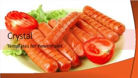  Presentation with free dog - Slide deck enhanced with free hot dog - grilled sausages served on green background and a red colored foreground
