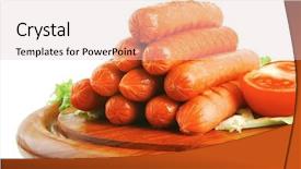  Presentation with rustic wood wooden frame - Beautiful PPT theme featuring free hot dog - grilled sausages served on wooden backdrop and a  colored foreground