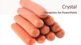  Presentation with cocktail - Audience pleasing PPT theme consisting of free hot dog - red fresh beef cocktail sausage backdrop and a lemonade colored foreground