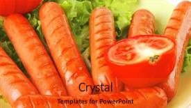  Presentation with white green - Theme with free hot dog - roast sausages on green dish background and a  colored foreground