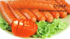  Presentation with roast sirloin beef - Slide deck consisting of free hot dog - roasted beef sausages over white background and a red colored foreground