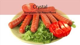  Presentation with sausages - Amazing presentation design having free hot dog - roasted beef sausages over white backdrop and a  colored foreground