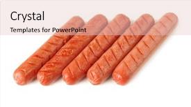  Presentation with free dog - Slides featuring free hot dog - row of grilled beef sausages background and a lemonade colored foreground