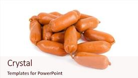  Presentation with sausages - Audience pleasing theme consisting of free hot dog - sausages isolated on a white backdrop and a  colored foreground