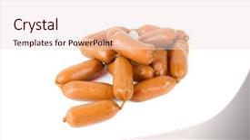  Presentation with sausages meatball - Presentation theme having cropped image of male electrical engineer examining fusebox with multimeter probe background and a gray colored foreground