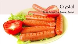  Presentation with free dog - Amazing PPT theme having free hot dog - served beef roasted sausages backdrop and a  colored foreground