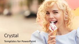  Presentation with air - Colorful theme enhanced with ice cream free - beautiful young woman holding air backdrop and a lemonade colored foreground