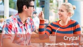  Presentation with man and woman - Slides having ice cream free - couple woman and man having background and a  colored foreground