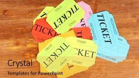  Presentation with colorful - Beautiful slides featuring free industrial pink - colorful tickets on wooden background backdrop and a gold colored foreground