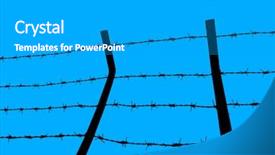  Presentation with clear - Presentation with free industrial safety - close up barbed wire fence background and a light gray colored foreground