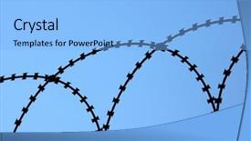  Presentation with sky blue - Presentation design consisting of free industrial safety - detail shot from a barbed background and a light blue colored foreground