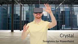  Presentation with virtual technology - PPT layouts consisting of free industry - 3d technology virtual reality entertainment background and a  colored foreground