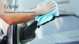  Presentation with car - Theme having free industry - hand wiping car with rag background and a lemonade colored foreground