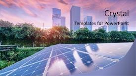  Presentation with solar energy - Presentation theme consisting of free innovation - ecological energy renewable solar panel background and a coral colored foreground
