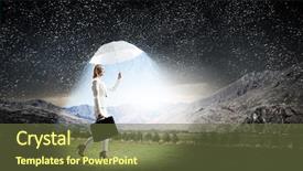  Presentation with umbrella - Beautiful presentation featuring free insurance - businesswoman with white umbrella mixed backdrop and a  colored foreground