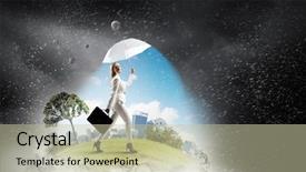  Presentation with mix of cabbages on white - Slides featuring free insurance - businesswoman with white umbrella mixed background and a mint green colored foreground