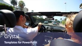  Presentation with driver - Cool new PPT theme with free insurance - car driver backdrop and a ocean colored foreground