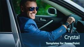  Presentation with intelligent car intelligent vehicle and - Presentation theme consisting of free insurance - mature man driving a car background and a ocean colored foreground