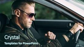  Presentation with intelligent car intelligent vehicle and - Presentation theme featuring free insurance - mature man driving a car background and a tawny brown colored foreground