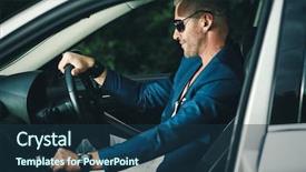  Presentation with vehicle - PPT layouts consisting of free insurance - mature man driving a car background and a  colored foreground