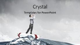  Presentation with water pipe - Colorful PPT layouts enhanced with free insurance - young businessman on floating backdrop and a light gray colored foreground