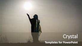  Presentation with praying hands on open bible - Amazing PPT layouts having free islamic - silhouette woman praying with her backdrop and a  colored foreground