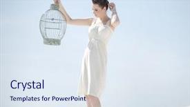  Presentation with cage - Theme consisting of free jewelry - pretty young woman with cage background and a sky blue colored foreground